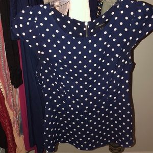 Polka dot peplum blouse.